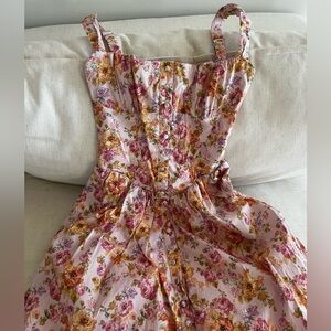 HOUSE OF CB TATIANA PINK PRINT MIDI SUNDRESS